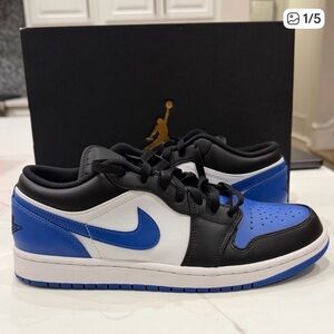 Jordan Black, Blue, and White Sneakers